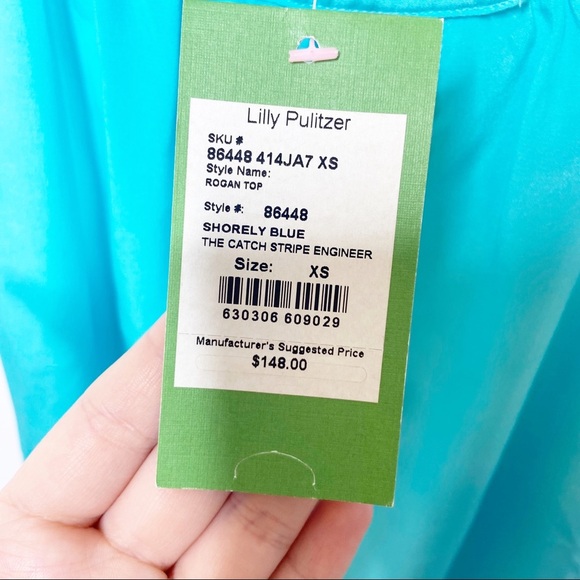 NWT Lilly Pulitzer Silk Rohan Blouse Shorely Blue - Picture 3 of 5